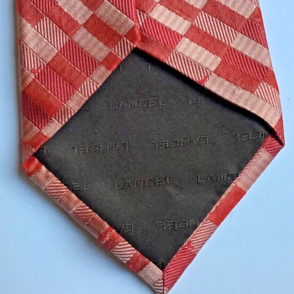 Lancel Paris red and pink all silk Tie. Made in France 🇫🇷 - Picture 5 of 5
